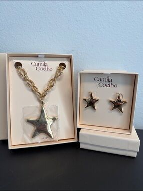 Camila Coelho | Chunky Link Chain Star Pendant Necklace & Matching Star Earrings